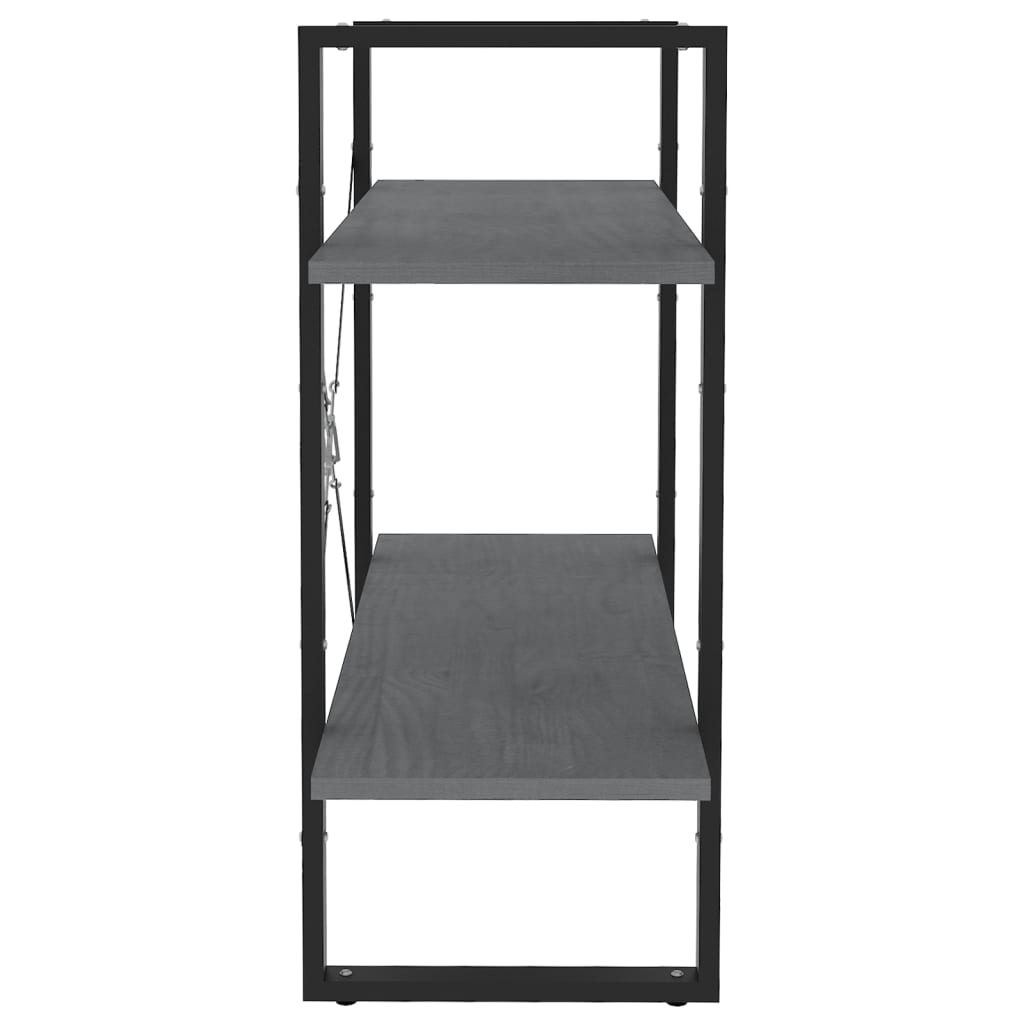 Ormarić za knjige s 2 razine sivi 80x30x70 cm masivna borovina
