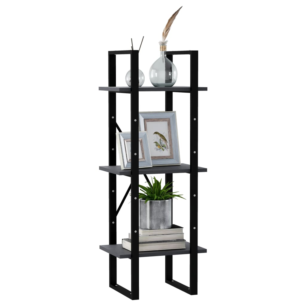 Ormarić za knjige s 3 razine sivi 40 x 30 x 105 cm od borovine