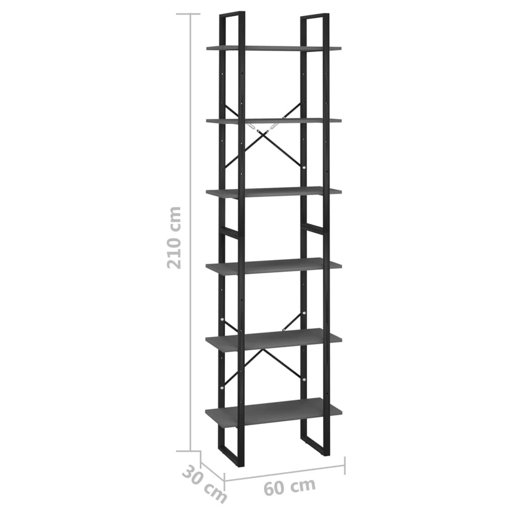 Police za pohranu sive 60 x 30 x 210 cm od konstruiranog drva