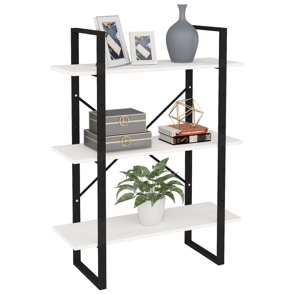 Ormarić za knjige s 3 razine bijeli 80x30x105 cm od borovine