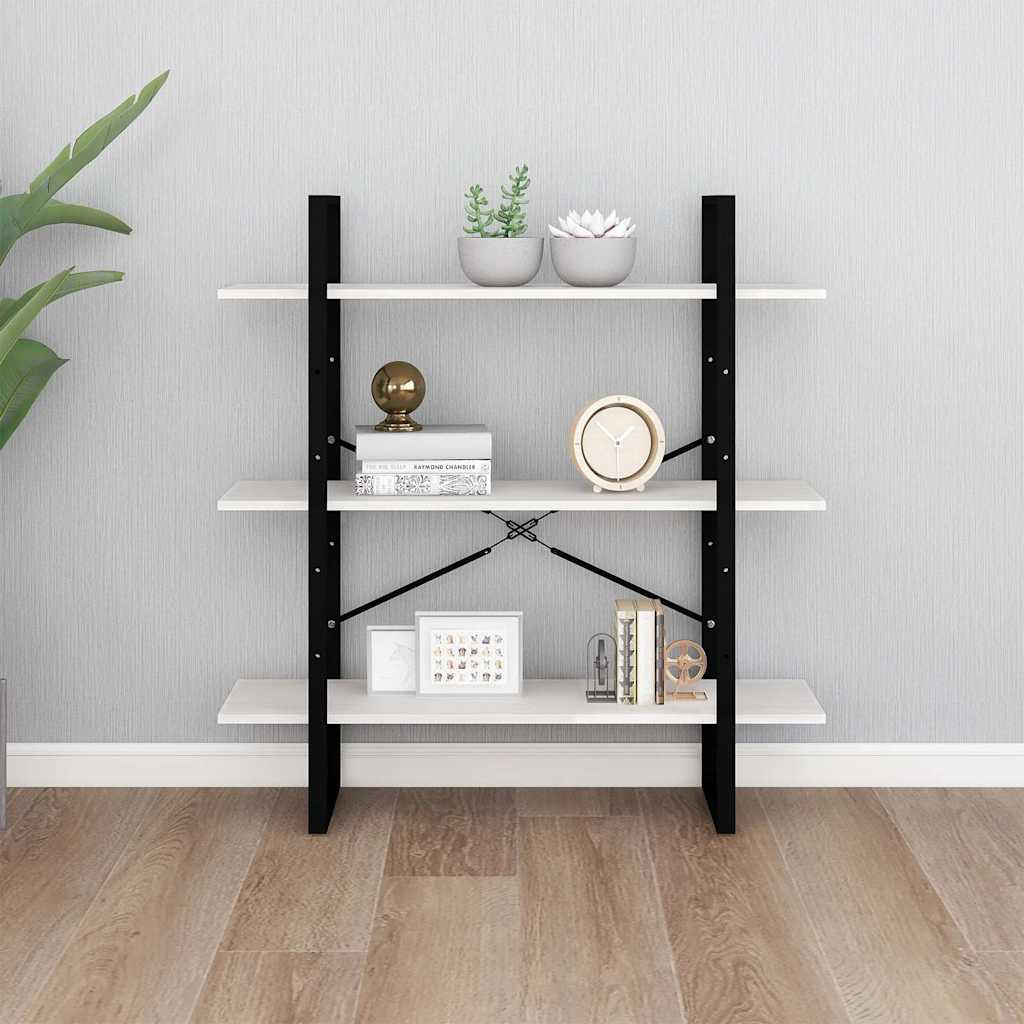 Ormarić za knjige s 3 razine bijeli 100x30x105 cm od borovine