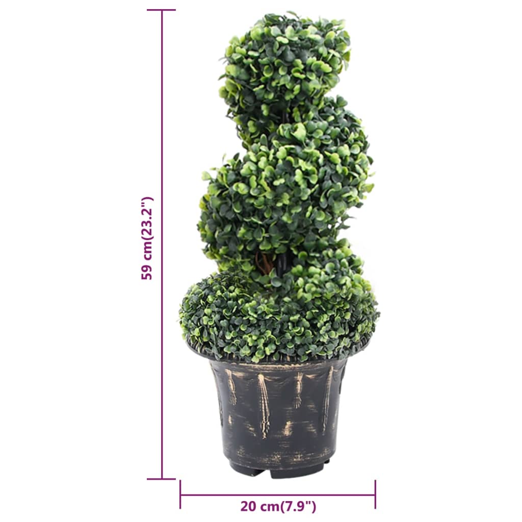 Umjetni spiralni šimšir s posudom zeleni 59 cm