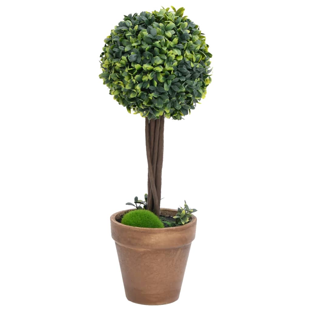 Umjetni šimširi s posudama 2 kom u obliku kugle zeleni 33 cm