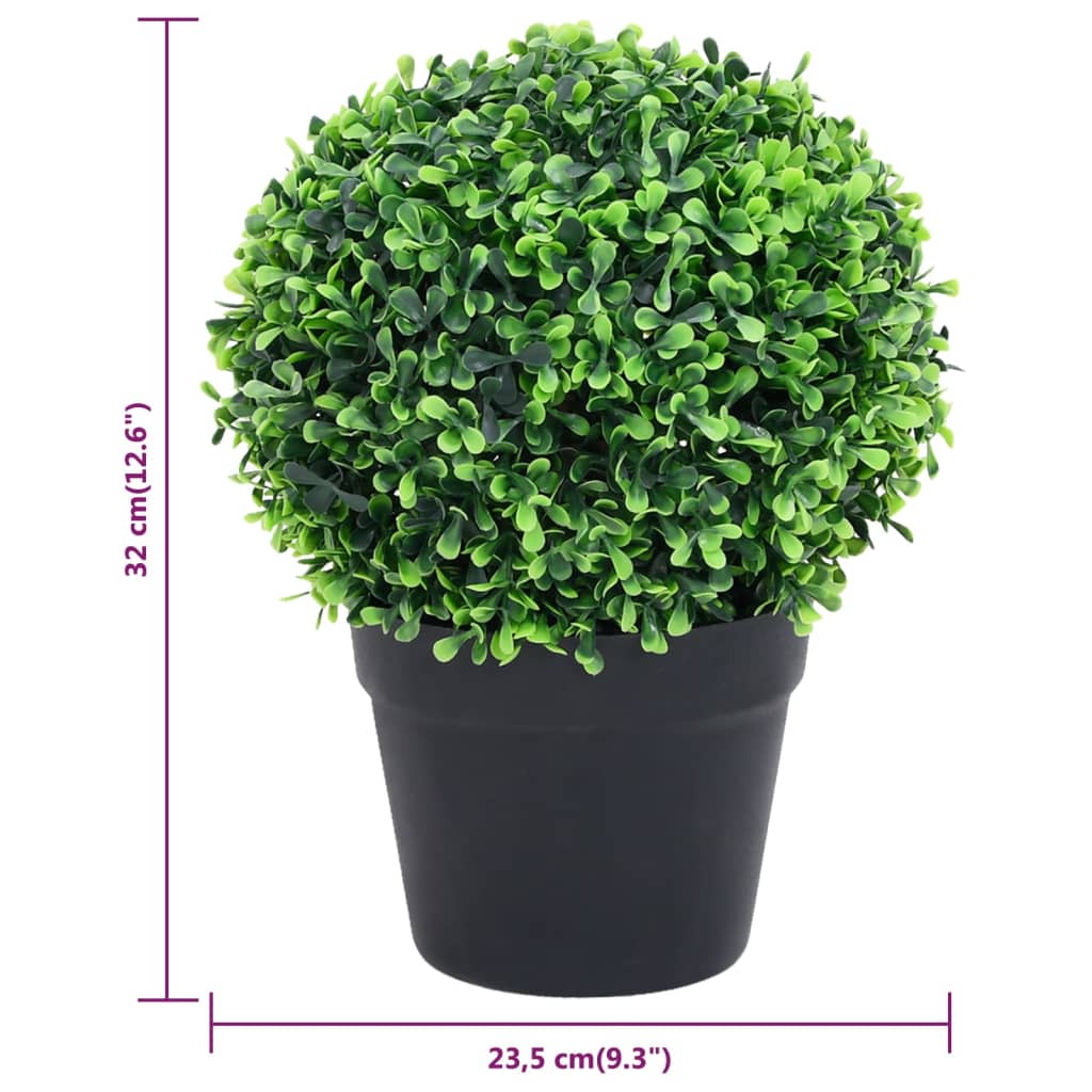 Umjetni šimširi s posudama 2 kom u obliku kugle zeleni 32 cm