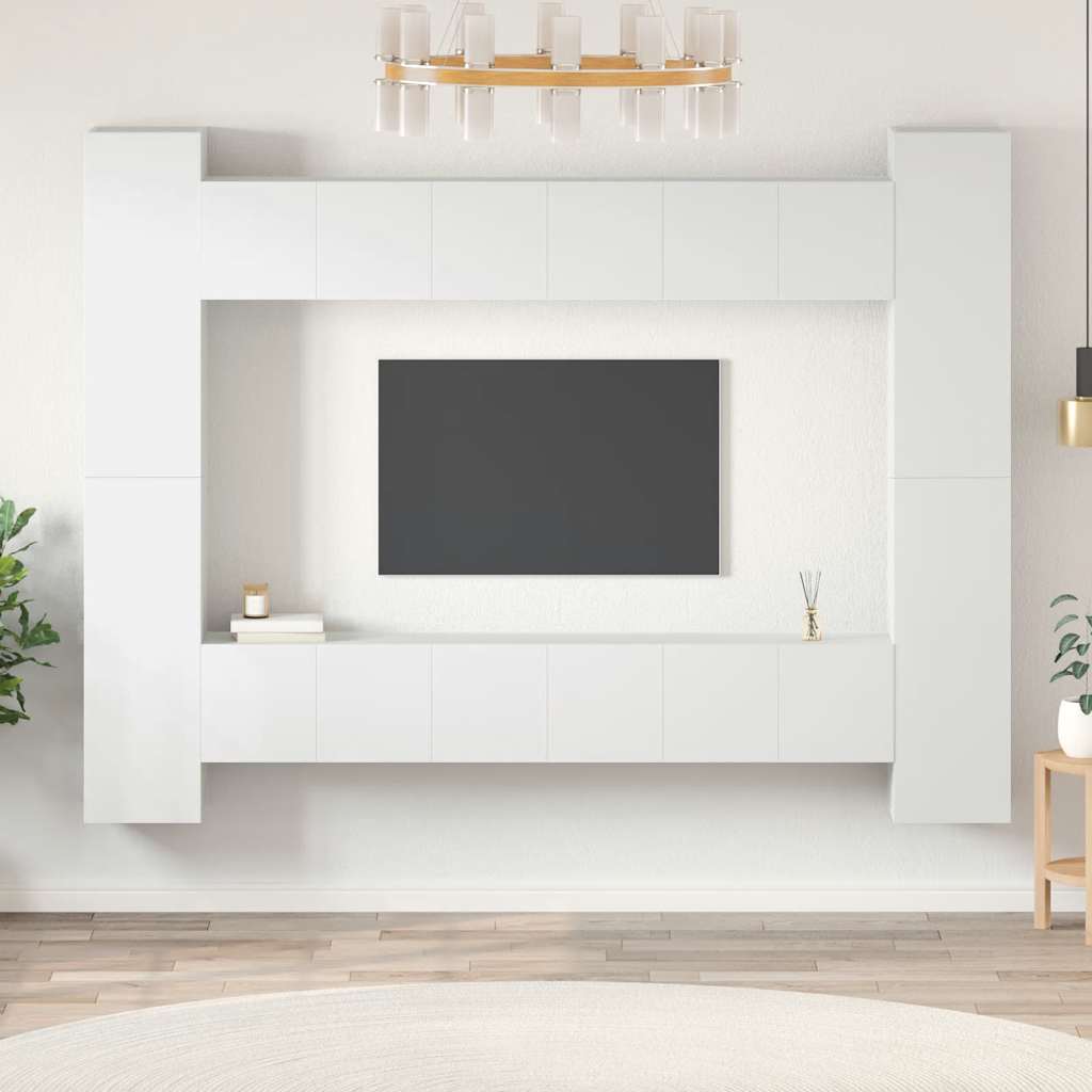 10-dijelni set TV ormarića bijeli od konstruiranog drva