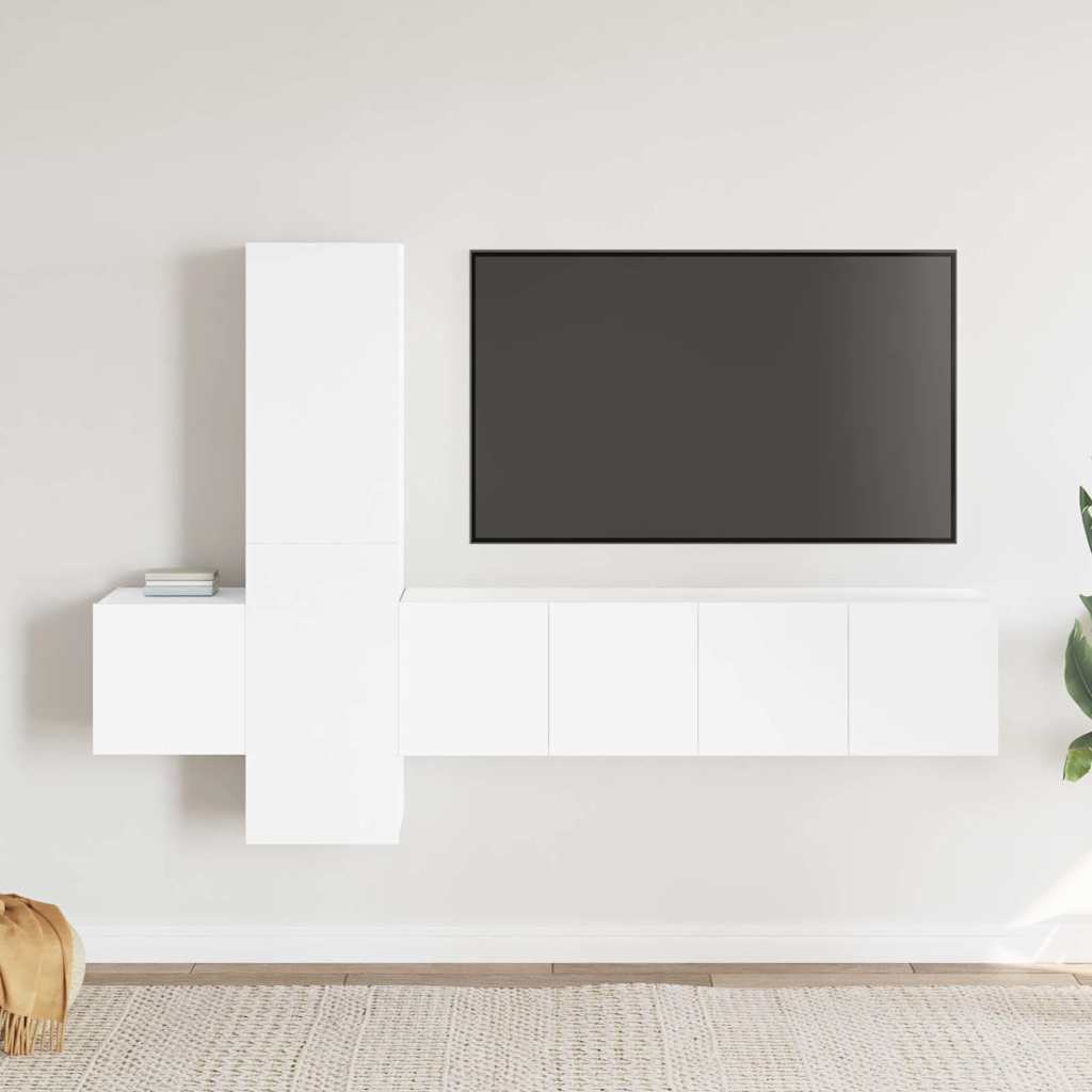 5-dijelni set TV ormarića bijeli od konstruiranog drva