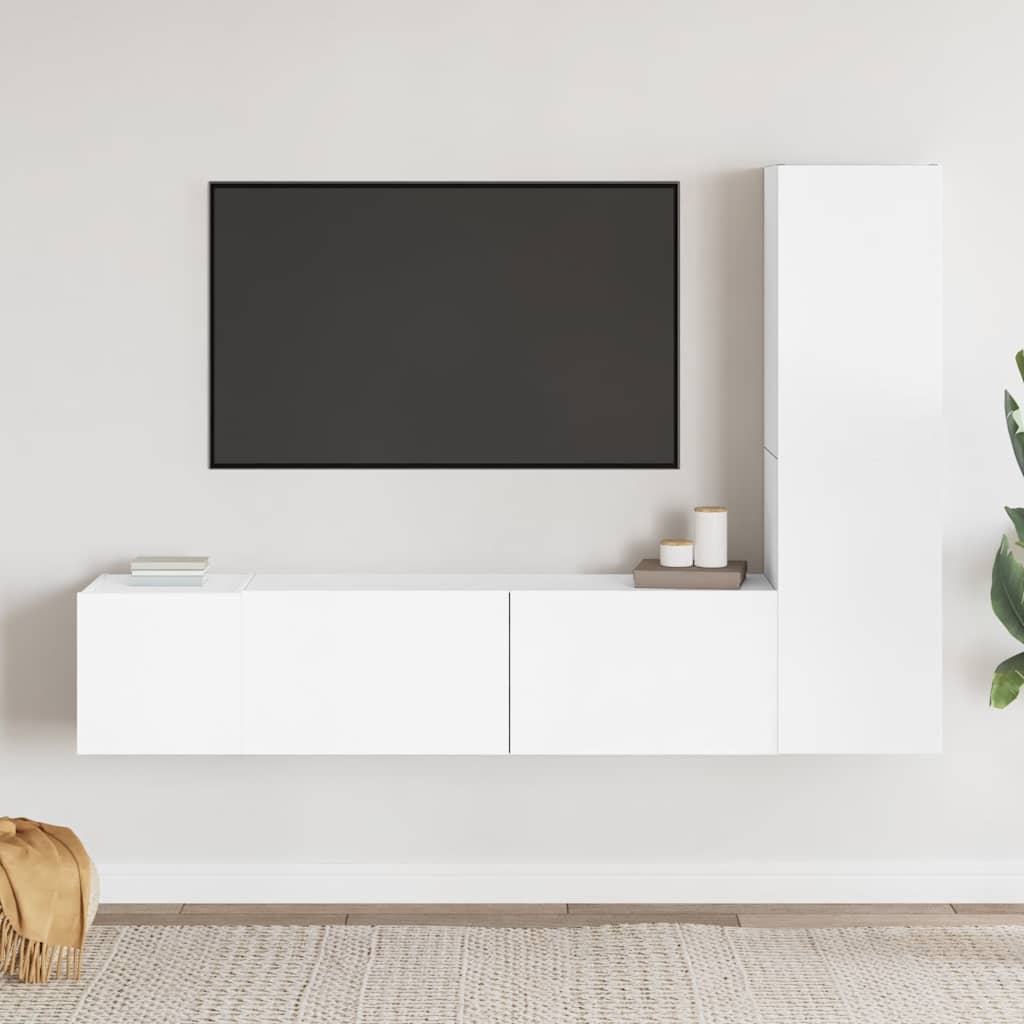 3-dijelni set TV ormarića bijeli od konstruiranog drva