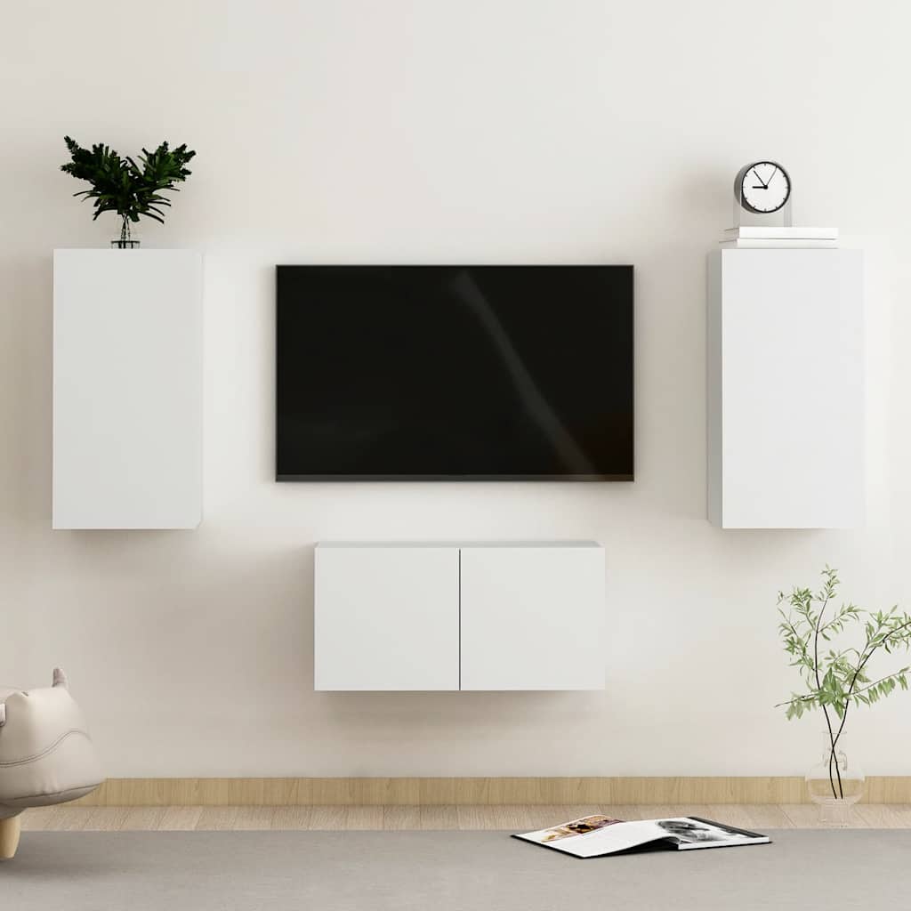 3-dijelni set TV ormarića bijeli od konstruiranog drva