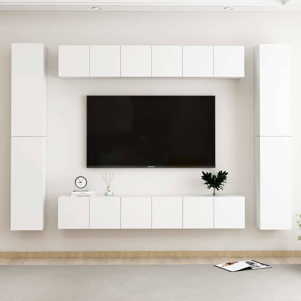 10-dijelni set TV ormarića bijeli od konstruiranog drva