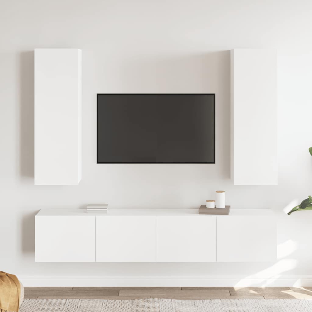 4-dijelni set TV ormarića bijeli od konstruiranog drva