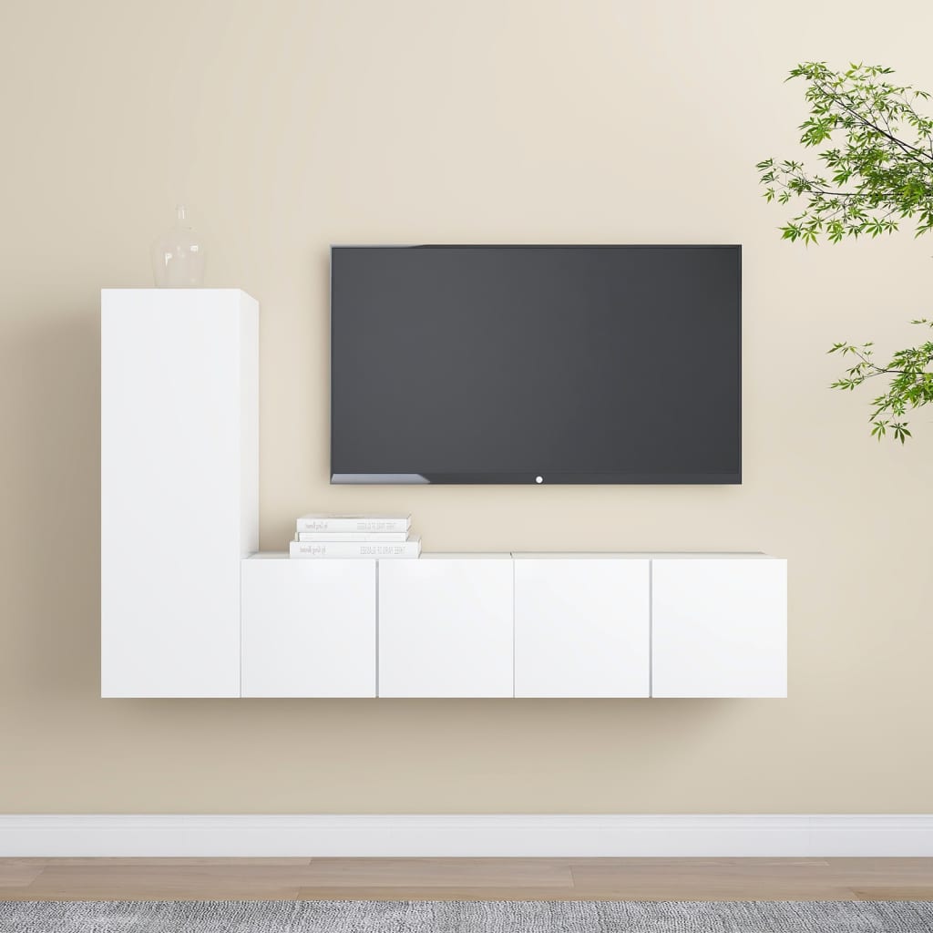 3-dijelni set TV ormarića bijeli od konstruiranog drva