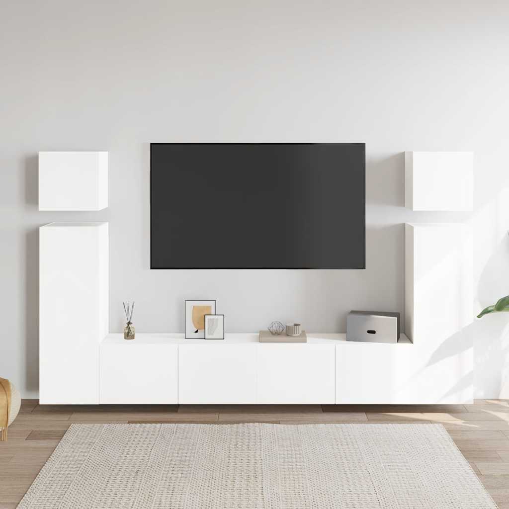 8-dijelni set TV ormarića bijeli od konstruiranog drva