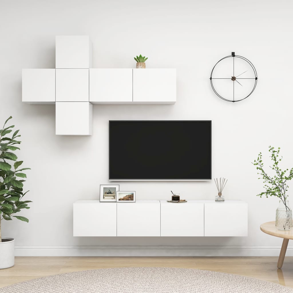 7-dijelni set TV ormarića bijeli od konstruiranog drva