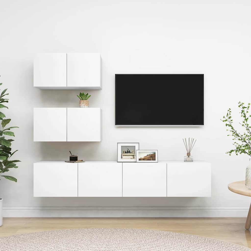 4-dijelni set TV ormarića bijeli od konstruiranog drva