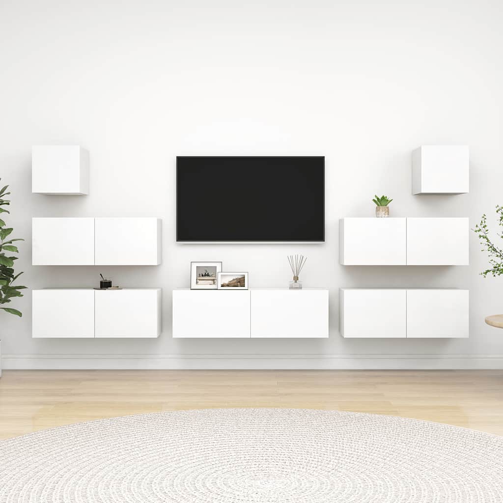 7-dijelni set TV ormarića bijeli od konstruiranog drva