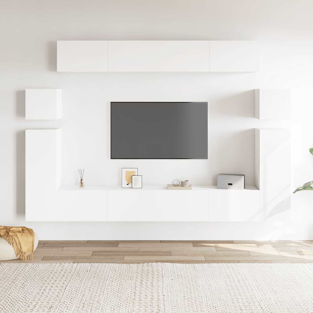 8-dijelni set TV ormarića bijeliod konstruiranog drva