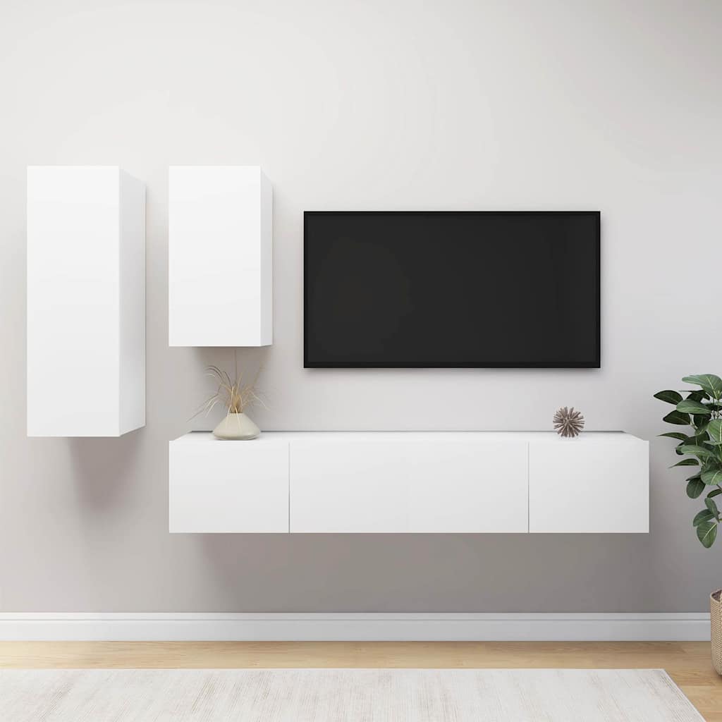 4-dijelni set TV ormarića bijeli od konstruiranog drva