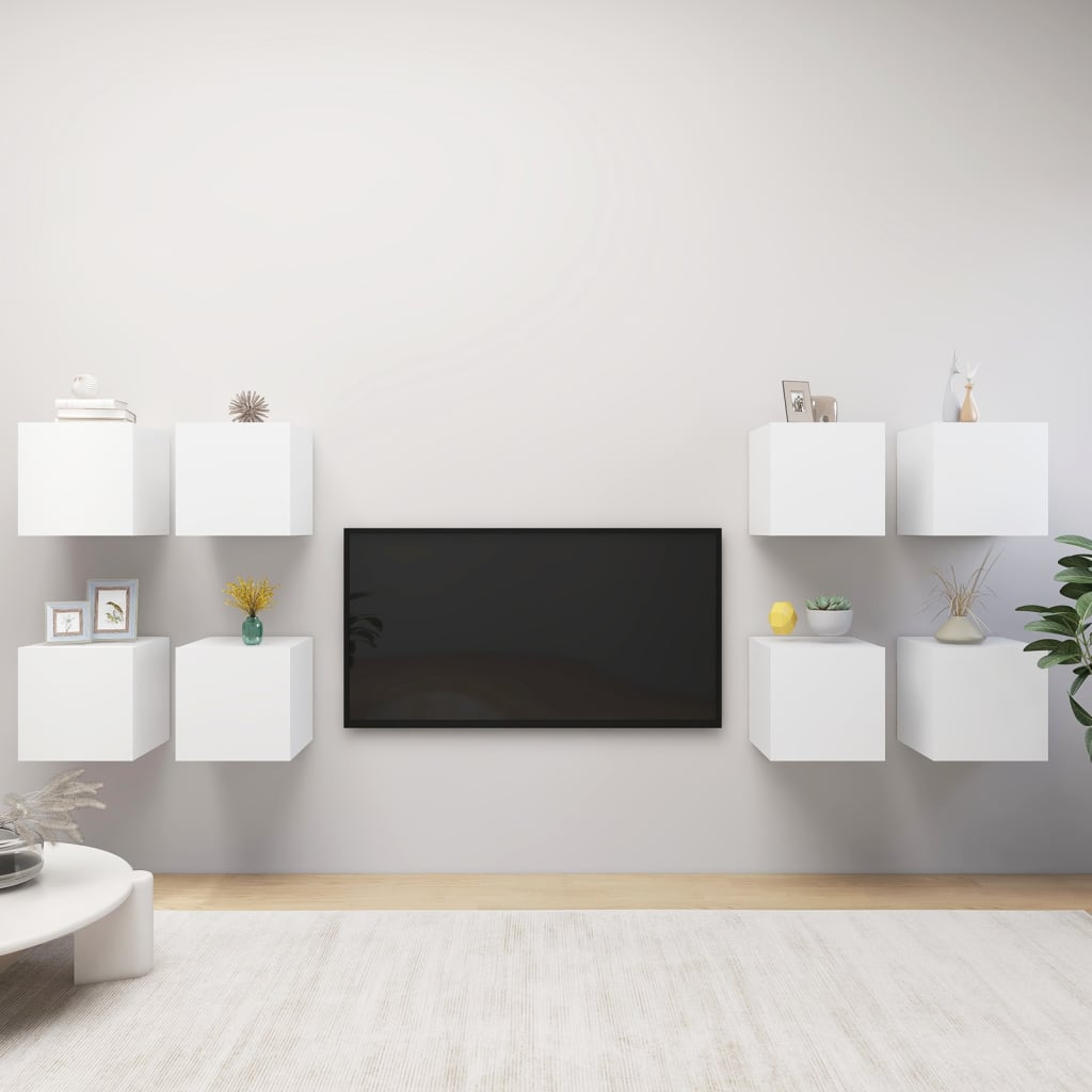 Zidni TV ormarići 8 kom bijeli 30,5 x 30 x 30 cm