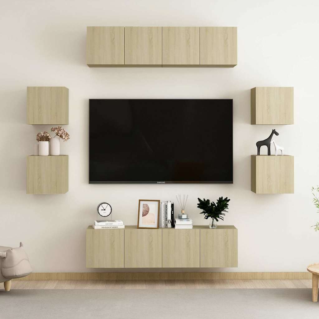 8-dijelni set TV ormarića boja hrasta sonome konstruirano drvo