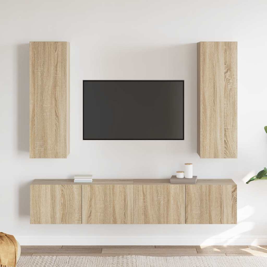 4-dijelni set TV ormarića boja hrasta sonome konstruirano drvo