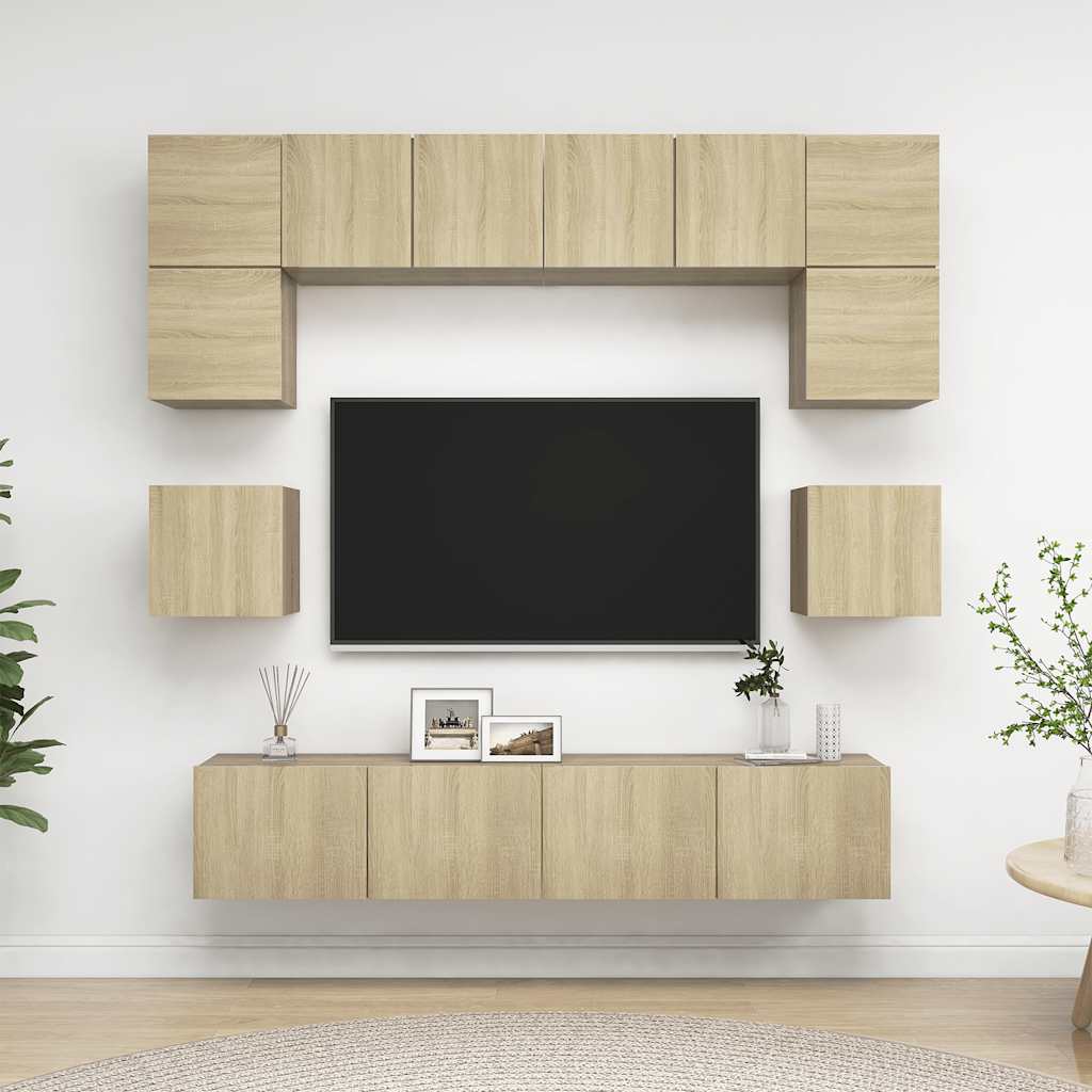 8-dijelni set TV ormarića boja hrasta sonome konstruirano drvo
