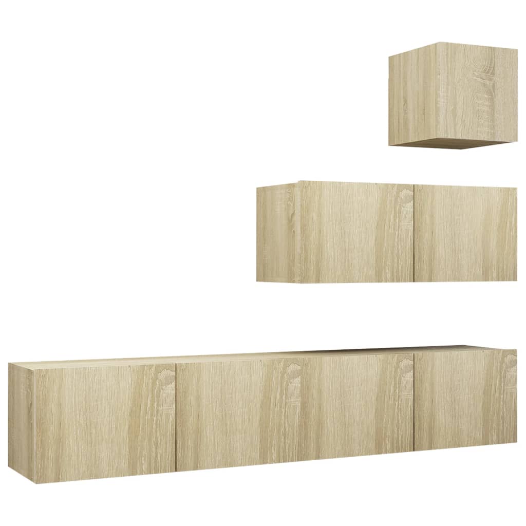 4-dijelni set TV ormarića boja hrasta sonome konstruirano drvo