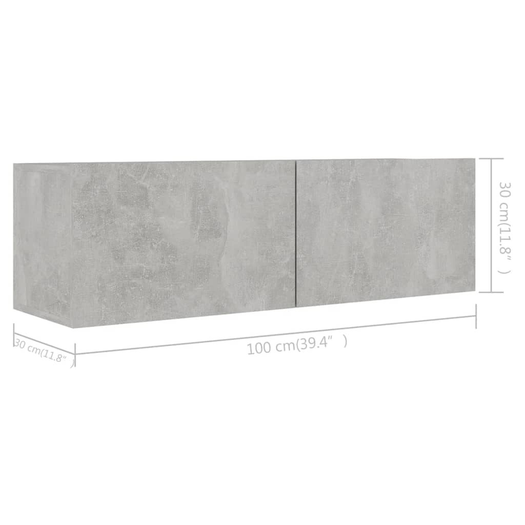 TV ormarići 4 kom boja betona 100x30x30 cm konstruirano drvo