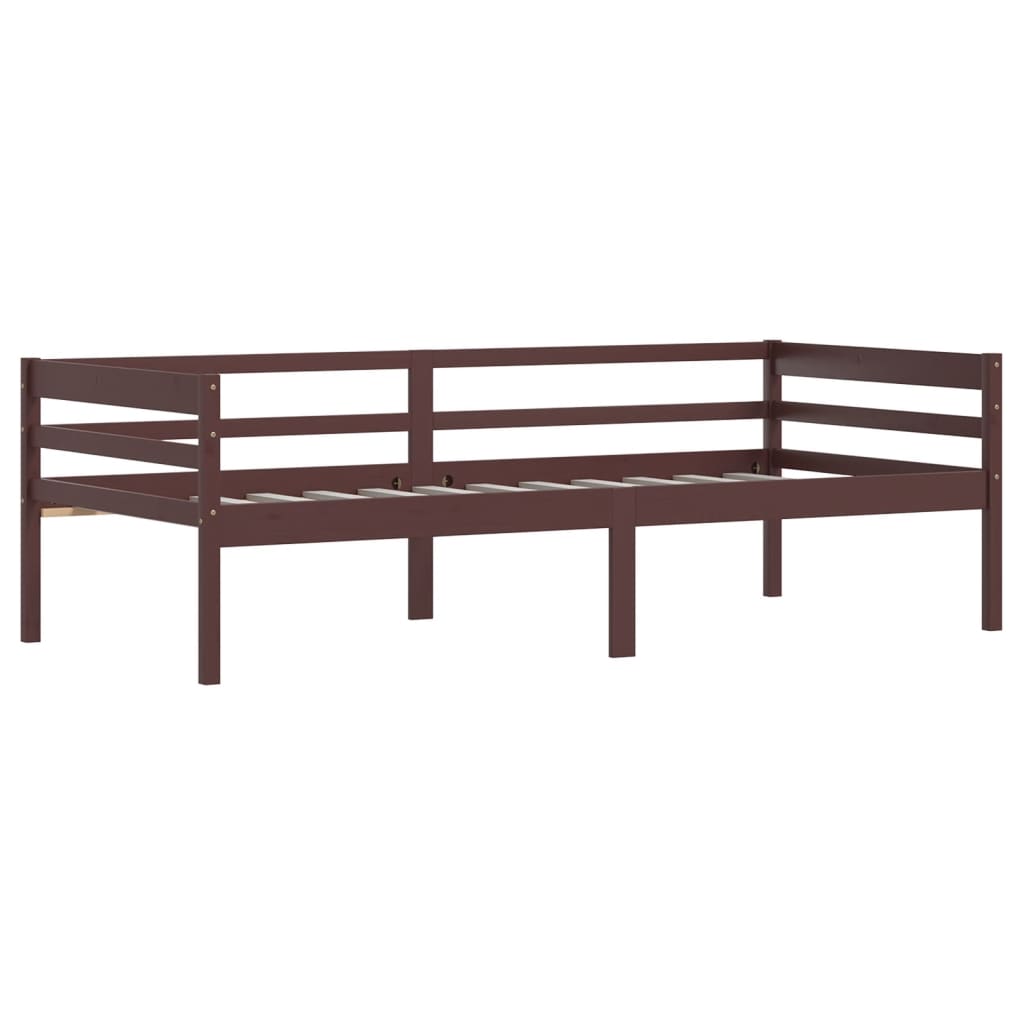 Okvir za krevet od masivne borovine tamnosmeđi 90 x 200 cm
