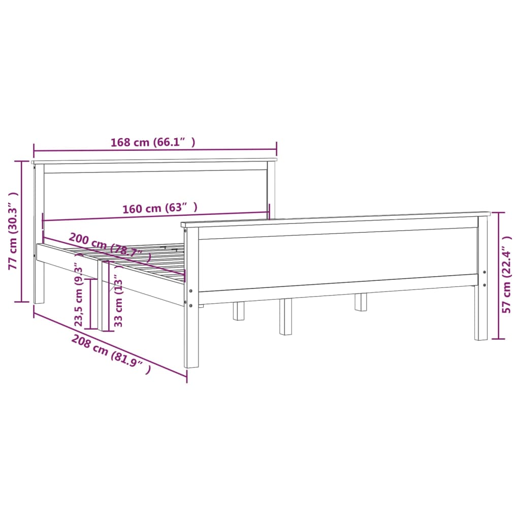 Okvir za krevet od masivne borovine boja meda 160 x 200 cm
