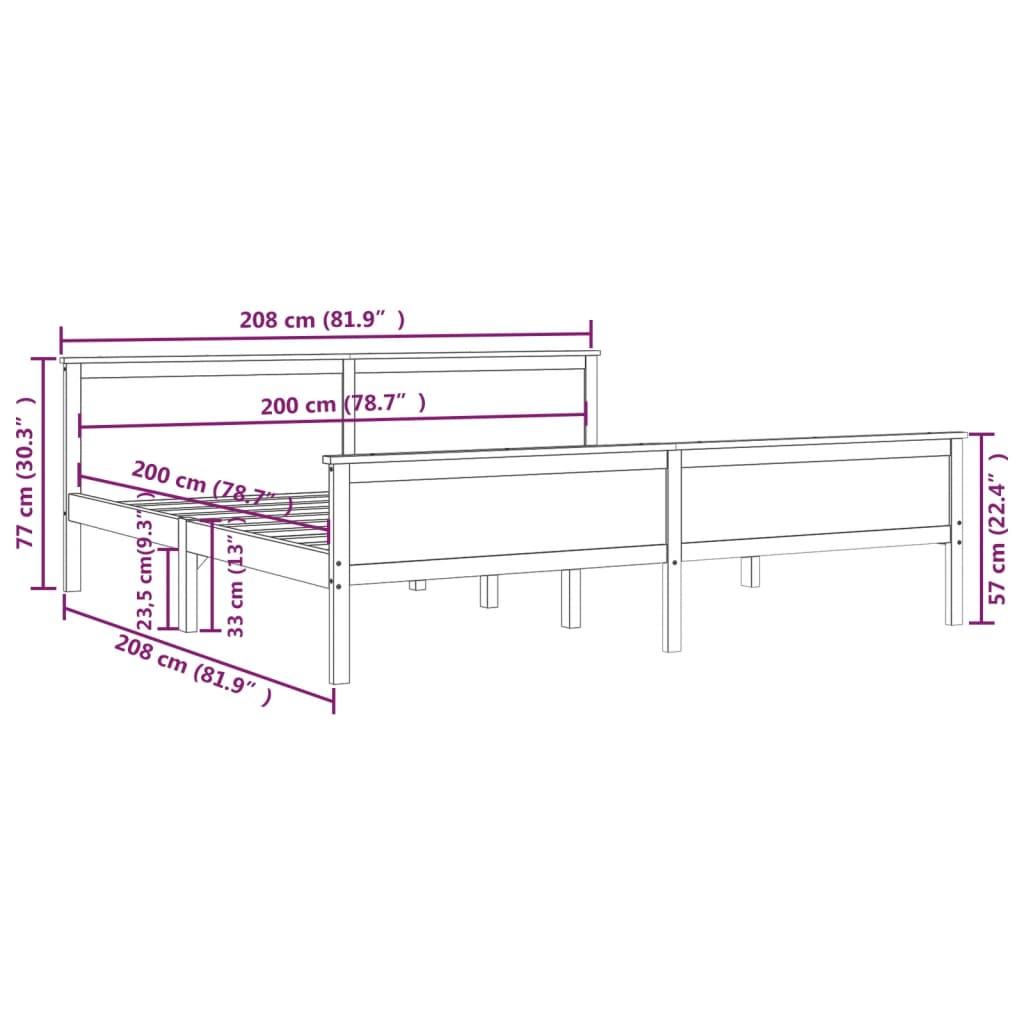 Okvir za krevet od masivne borovine boja meda 200 x 200 cm