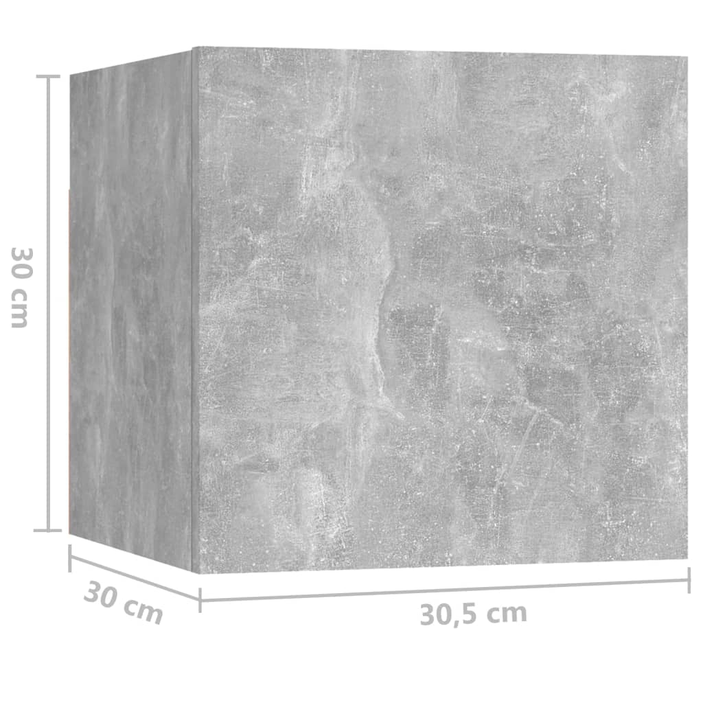 Noćni ormarić 2 kom boja betona 30,5x30x30 cm konstruirano drvo