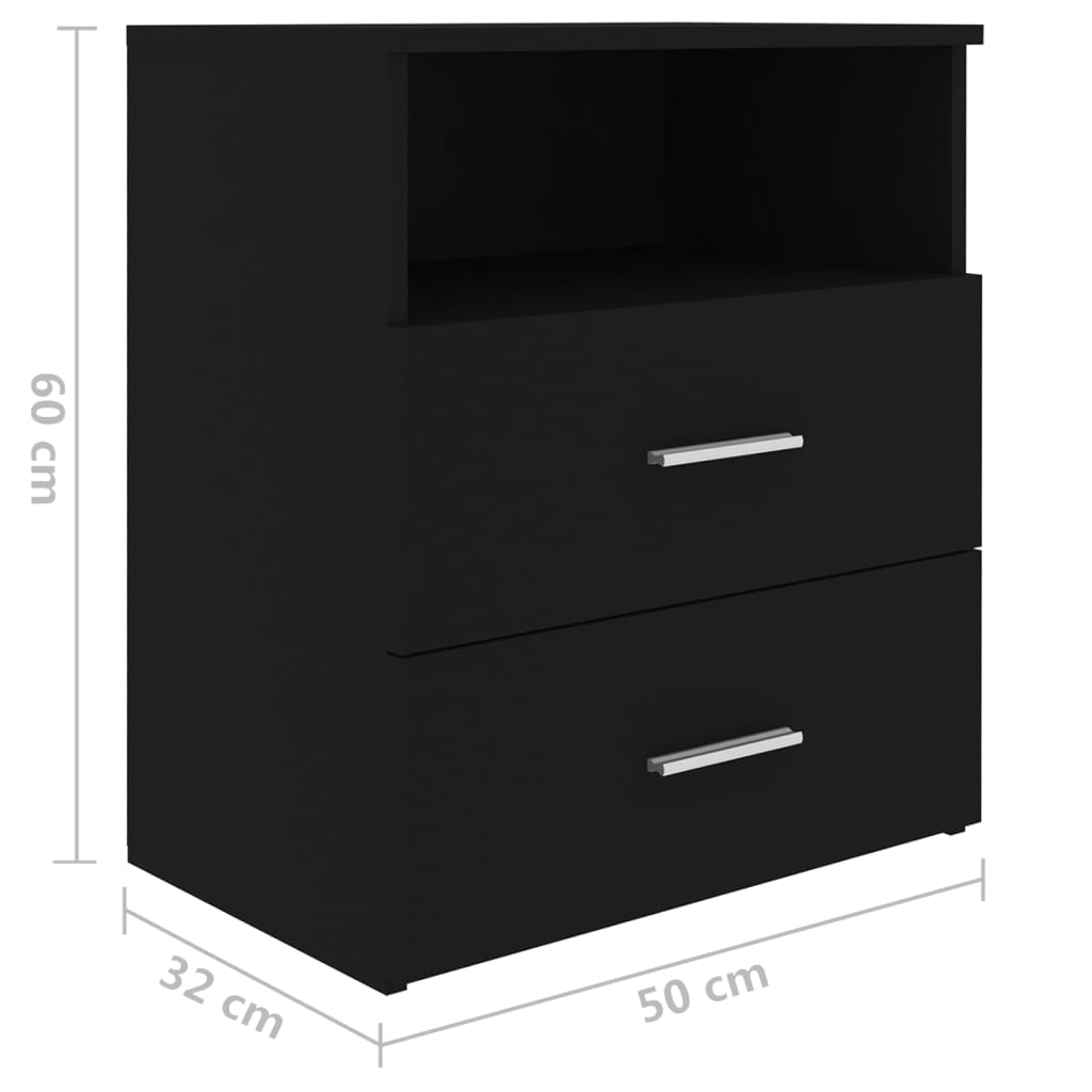 Noćni ormarići 2 kom crni 50 x 32 x 60 cm