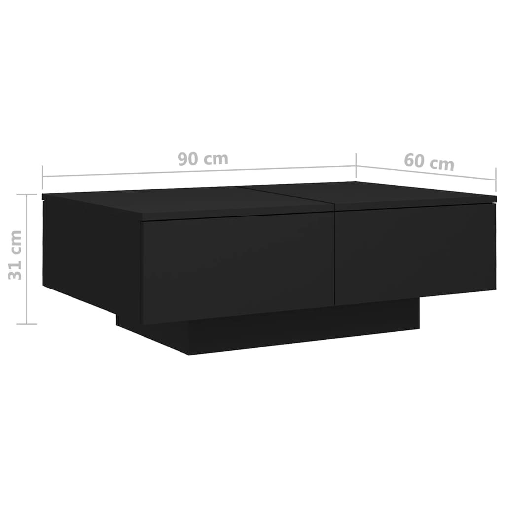 Stolić za kavu crni 90 x 60 x 31 cm od konstruiranog drva