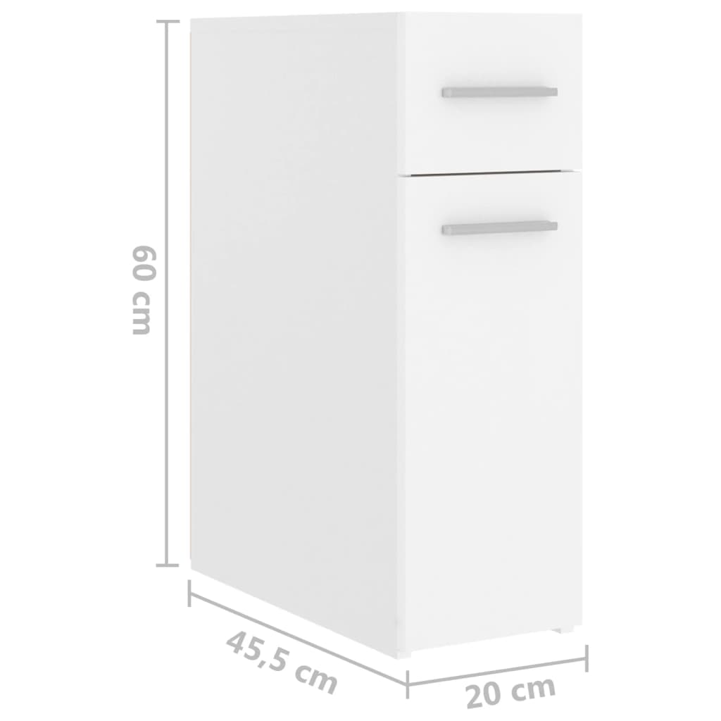 Ormarić za lijekove bijeli 20 x 45,5 x 60 cm konstruirano drvo