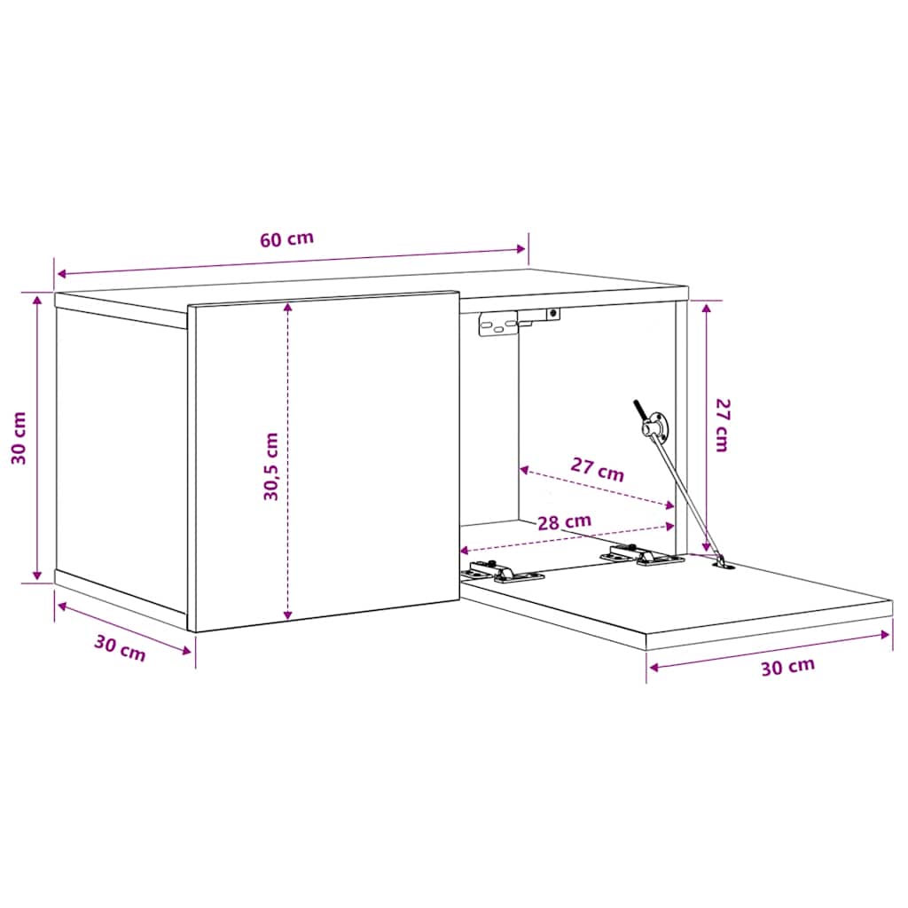 Viseći TV ormarići 3 kom boja hrasta sonome 60 x 30 x 30 cm