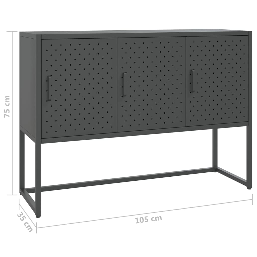 Komoda antracit 105 x 35 x 75 cm čelična