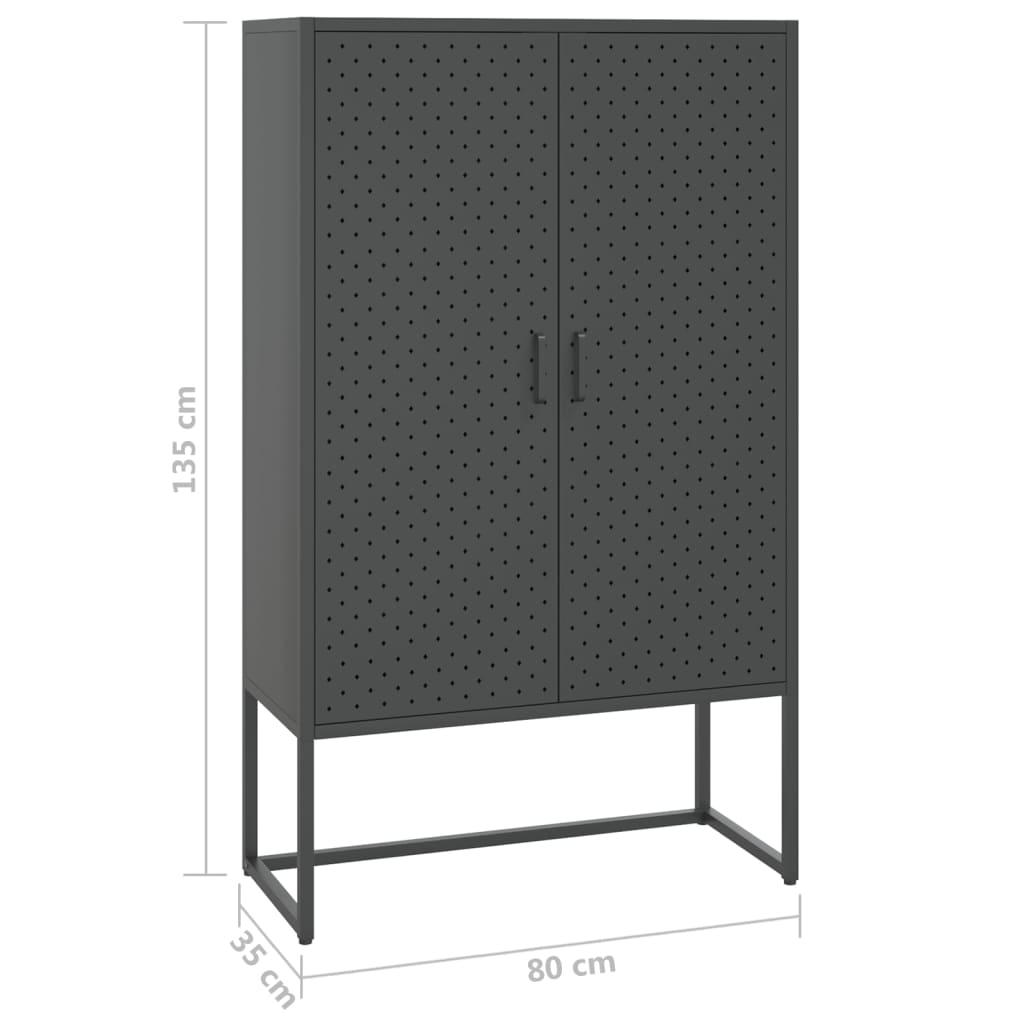 Visoka komoda antracit 80 x 35 x 135 cm čelična