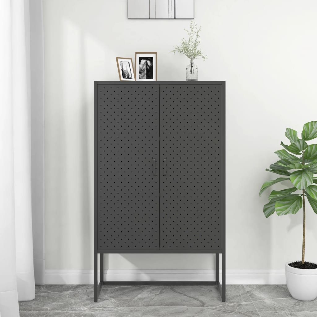 Visoka komoda antracit 80 x 35 x 135 cm čelična