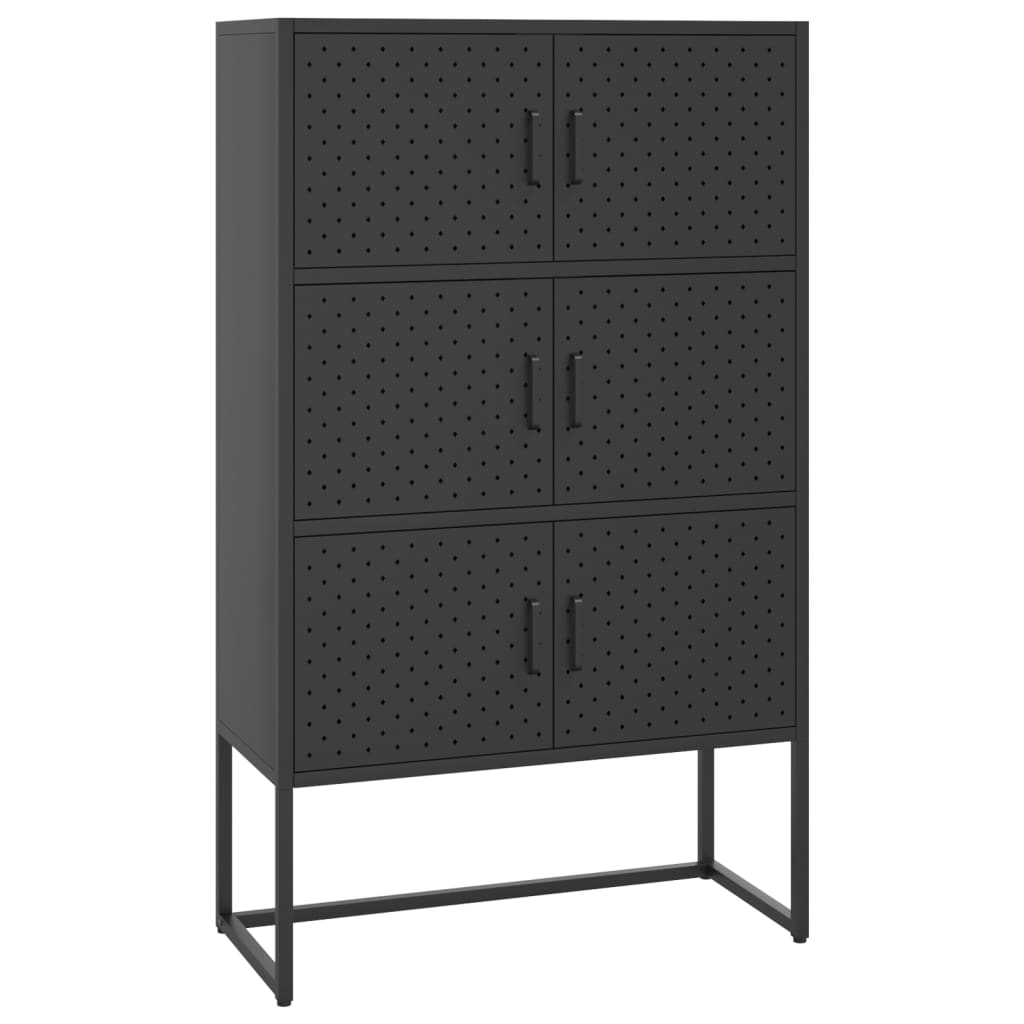 Visoka komoda crna 80 x 35 x 135 cm čelična