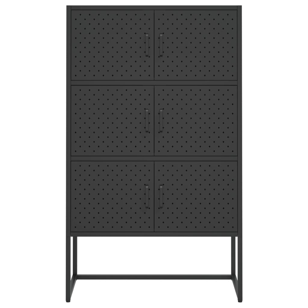 Visoka komoda crna 80 x 35 x 135 cm čelična