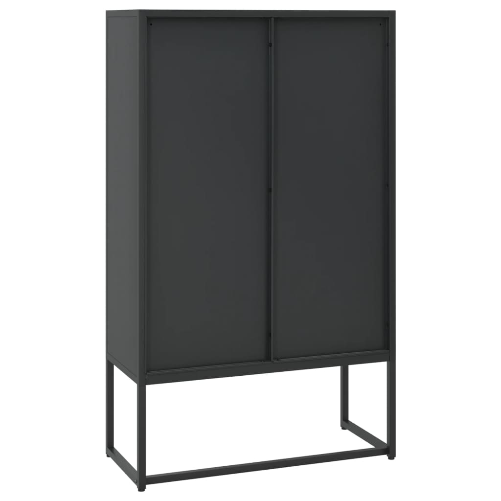 Visoka komoda crna 80 x 35 x 135 cm čelična