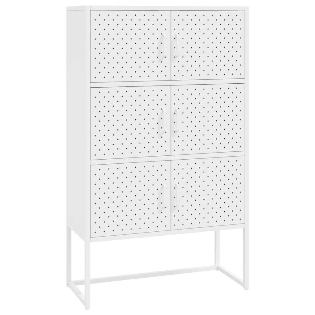Visoka komoda bijela 80 x 35 x 135 cm čelična