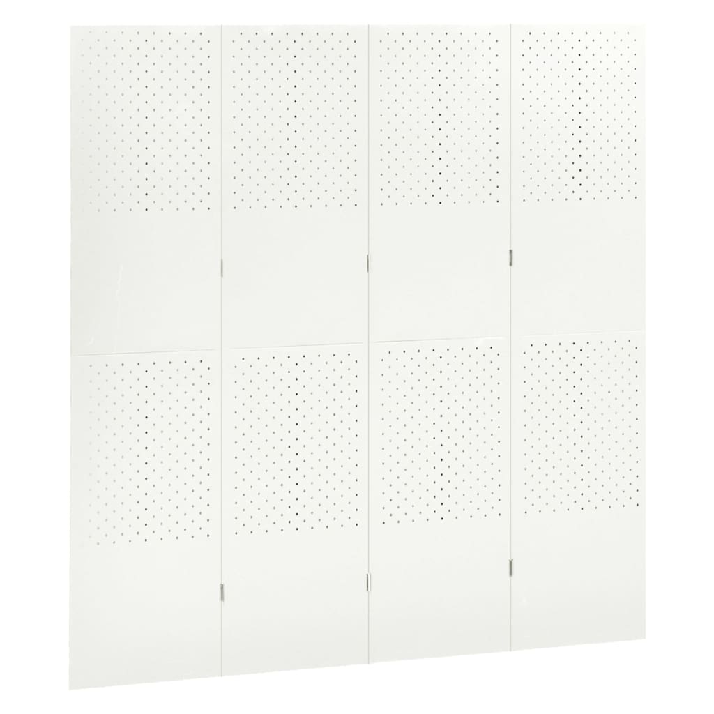 Sobna pregrada s 4 panela bijela 160 x 180 cm čelična