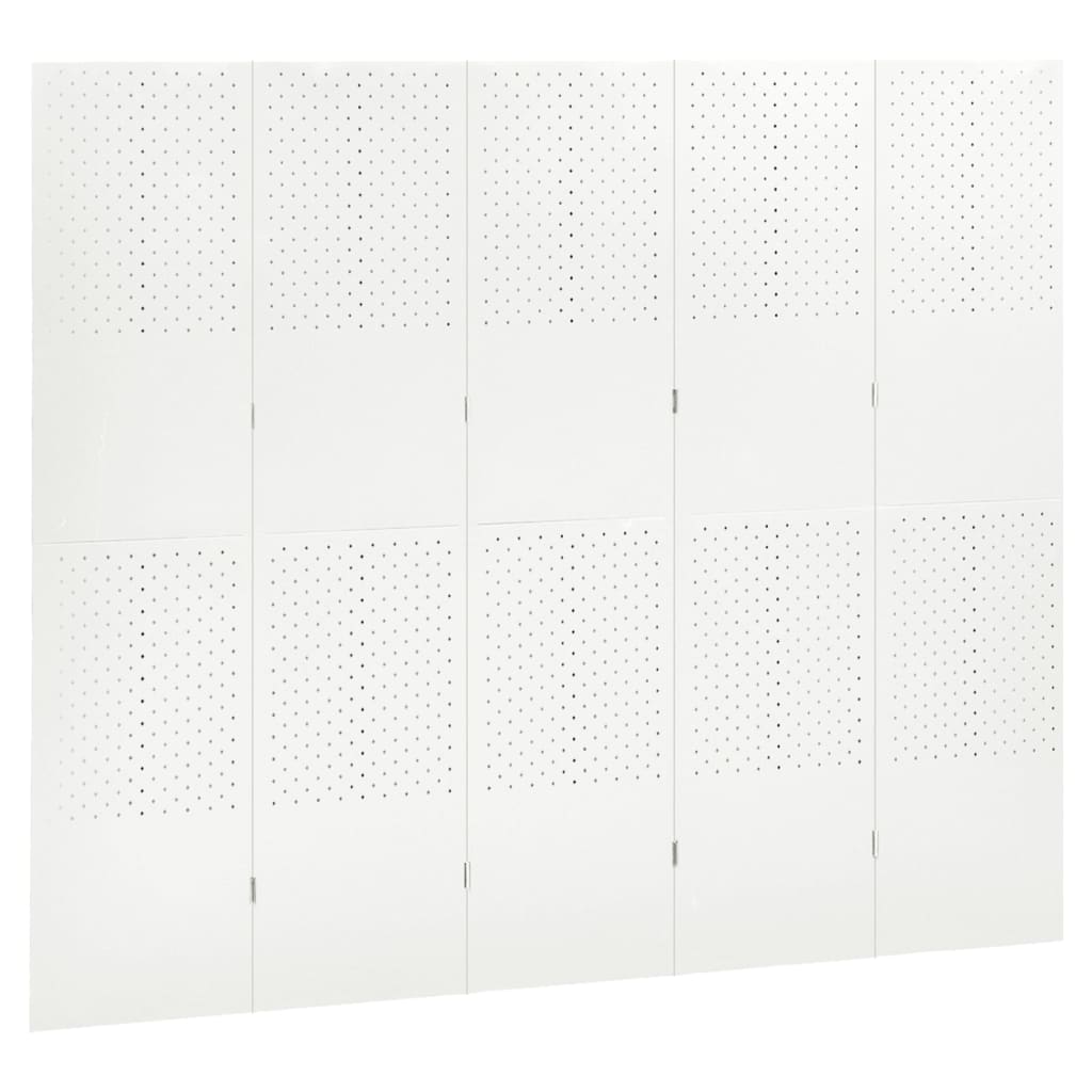 Sobna pregrada s 5 panela bijela 200 x 180 cm čelična