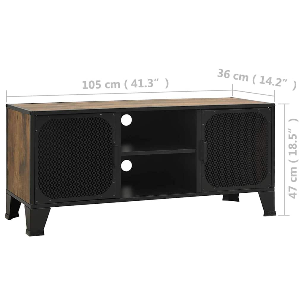 TV ormarić rustični smeđi 105 x 36 x 47 cm od metala i MDF-a