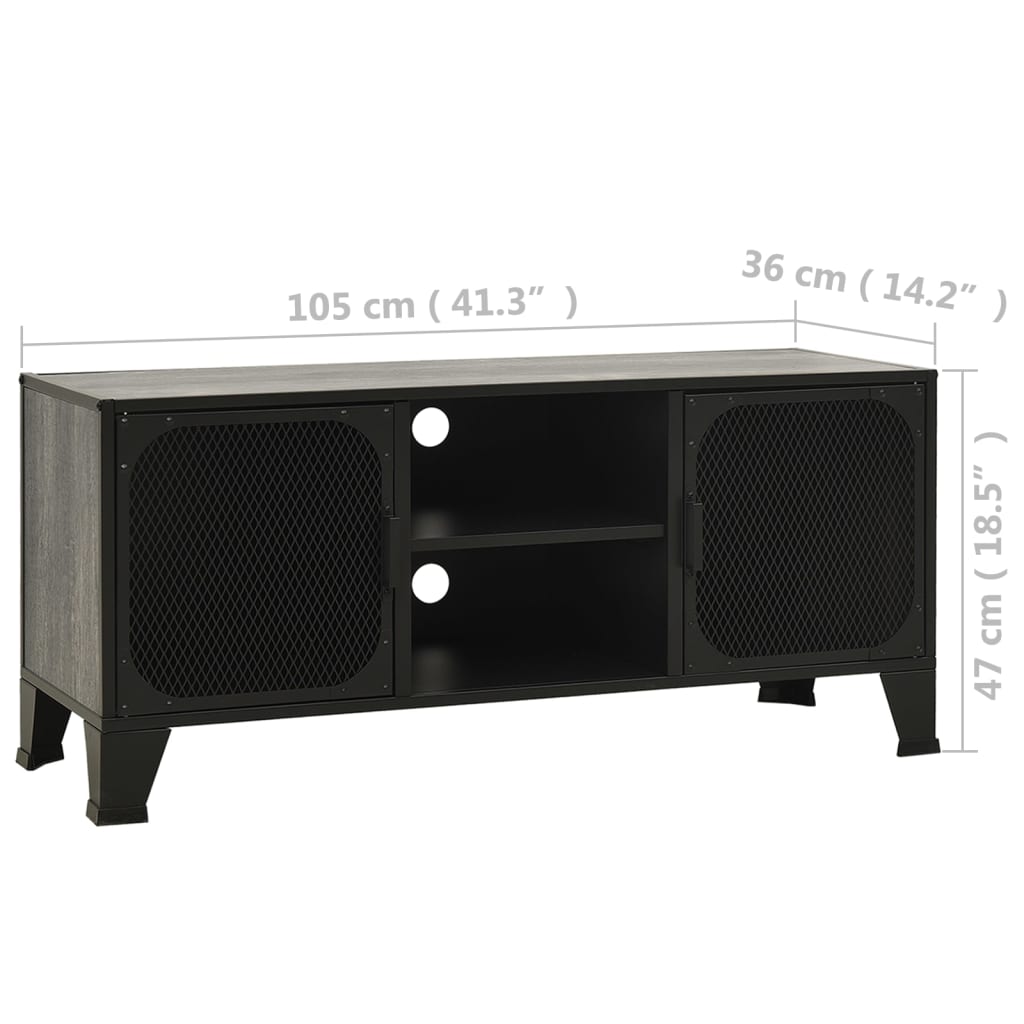 TV ormarić sivi 105 x 36 x 47 cm od metala i MDF-a