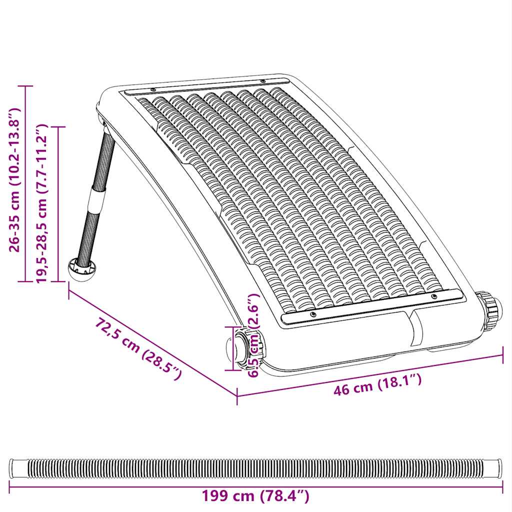 Zakrivljeni solarni panel za grijanje bazena 72,5 x 46 cm