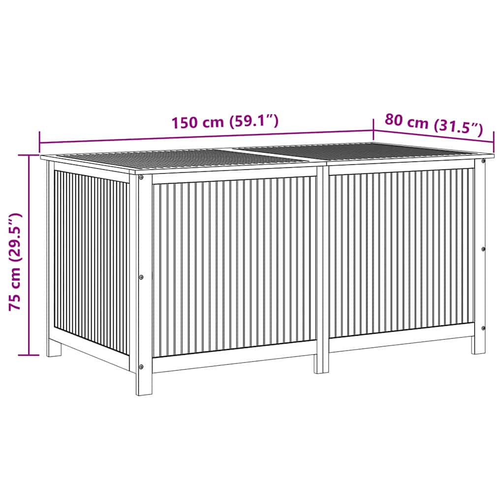 Vrtna kutija za pohranu 150 x 80 x 75 cm masivno bagremovo drvo