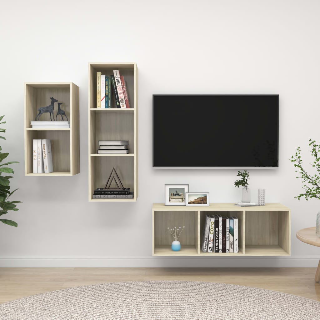 3-dijelni set TV ormarića boja hrasta sonome konstruirano drvo