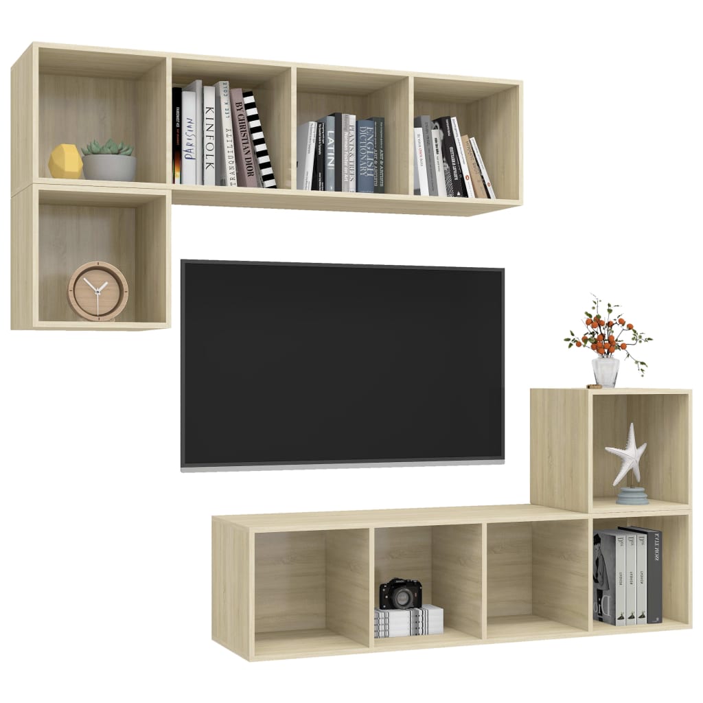4-dijelni set TV ormarića boja hrasta sonome konstruirano drvo